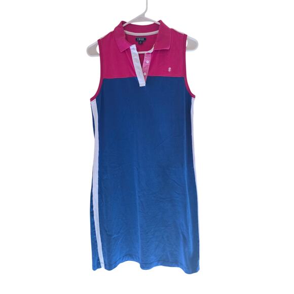 Izod Dresses & Skirts - Izod Midi Dress M Womens Multicolor Color Block V Neck Pullover Sleeveless